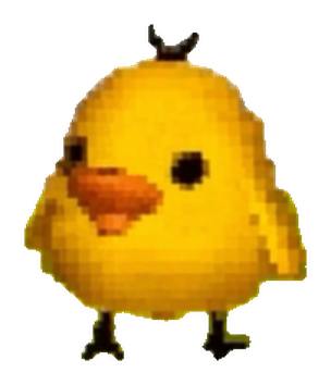 Chiklet, a small pixel-art yellow chick